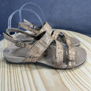Vionic Teagan Sandals Natural Cork Gold Comfort Ankle Strap Buckle Size‎ 7 EU 38